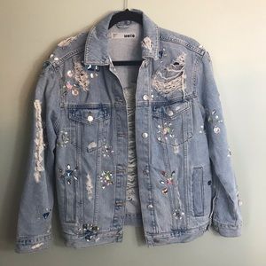 embellished denim jacket topshop